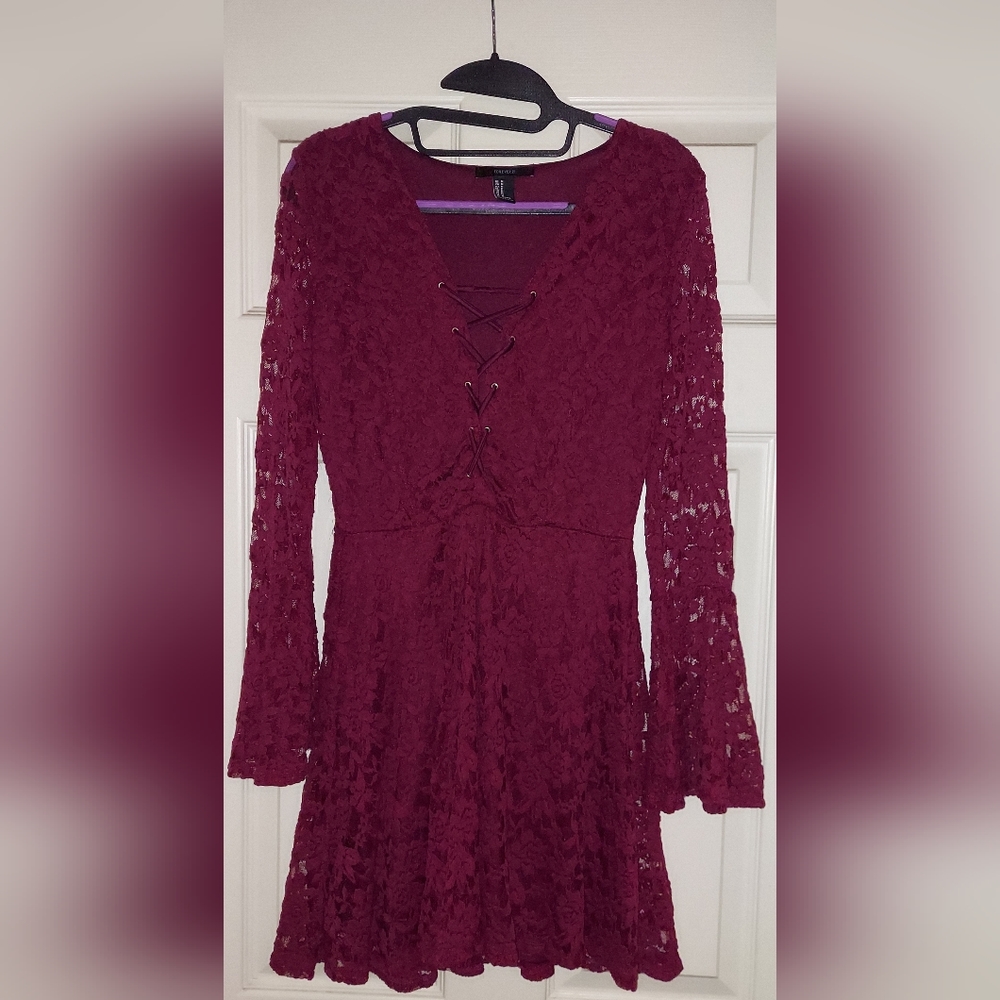 Forever21 Wine Colored Lace Dress